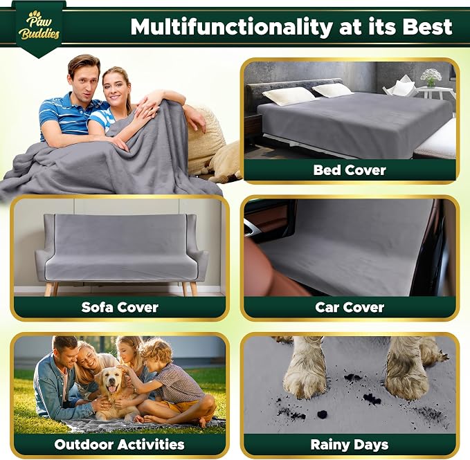 Paw Buddies Waterproof Blanket 80"x90" – Reversible Microfleece Throw - Image 4