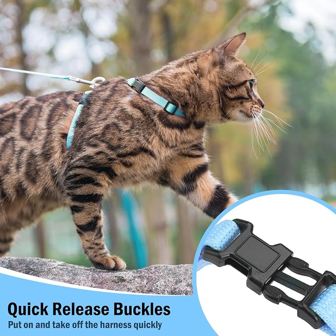 PUPTECK Adjustable Cat Harness and Leash Set Escape Proof Kitten Strap Collar - Image 3