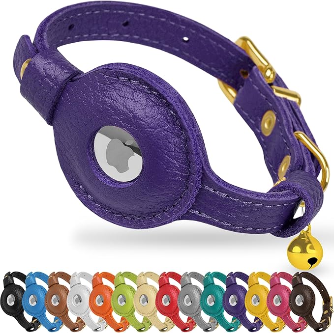 OOPSDOGGY Leather AirTag Cat Collar by OOPSDOGGY