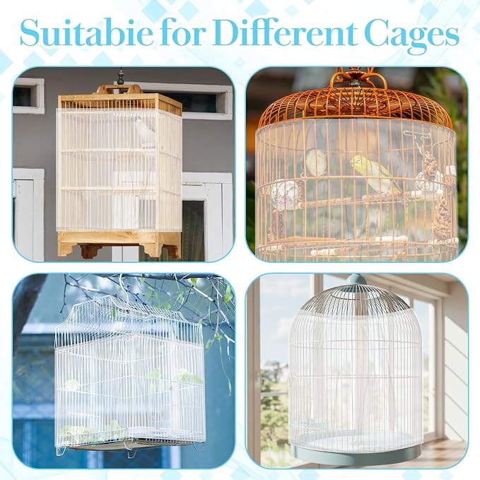 Large Bird Cage Net, Universal Adjustable Bird Cage Covers Mesh Polyester Birds - Image 5