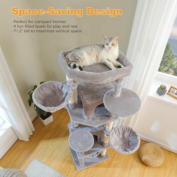 71.2" Tall Cat Tree for Indoor Cats - Image 3