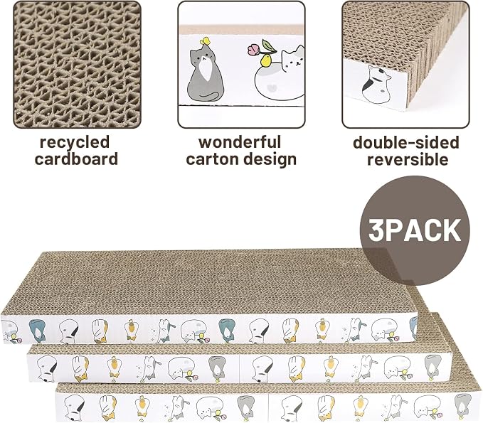 PatiencET Cardboard Cat Scratcher Pads, Catnip Included, - Image 2