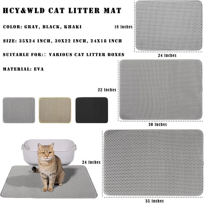 HCY&WLD Cat Litter Mat, 45x26/35x24/30x22/24x18 Inch Double Layer Cat Litter - Image 7