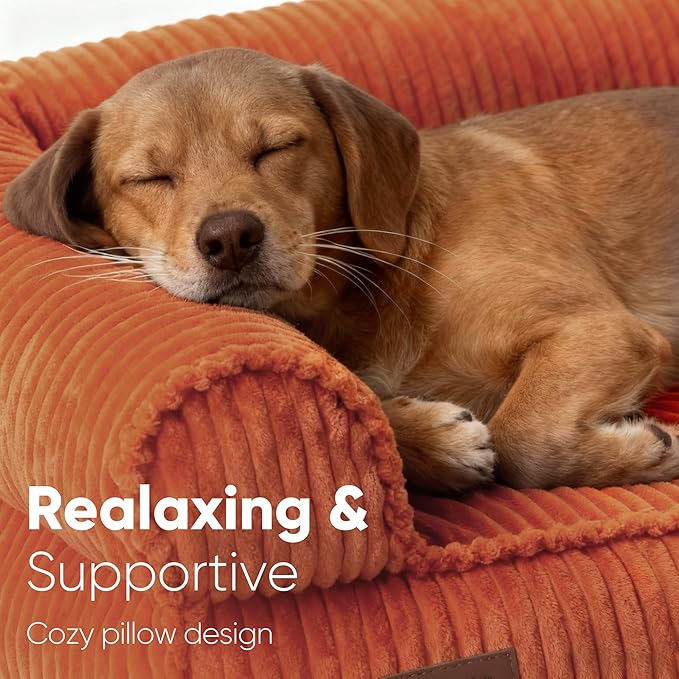 FUKUMARU Cute Dog Bed, Waterproof Corduroy Dogs Couch, 36in Orthopedic Pet Sofa - Image 2