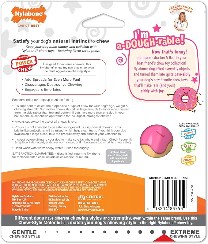 Nylabone Donut Power Chew Toy for Dogs, Dog Toys for Aggressive Chewers - Image 12