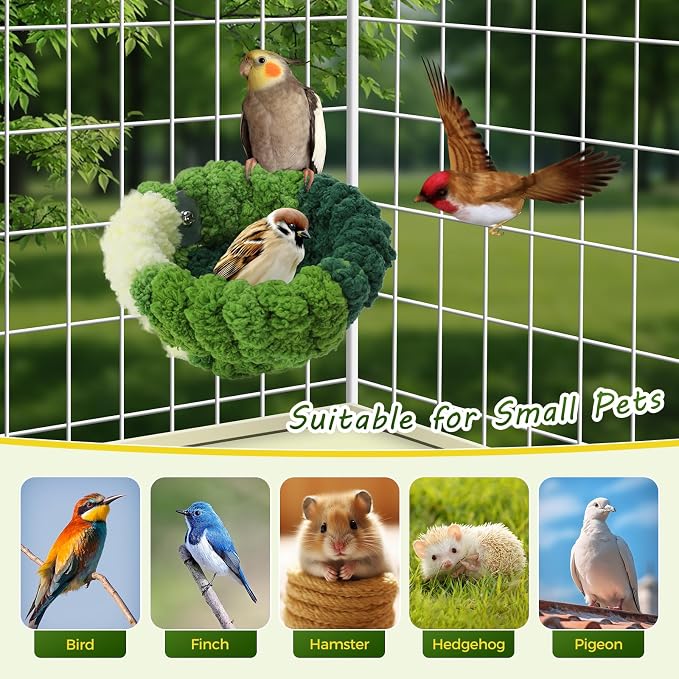 Bird Nest for Cage, Plush Hanging Bird Bed for Parakeet, Breeding Bird House - Image 7