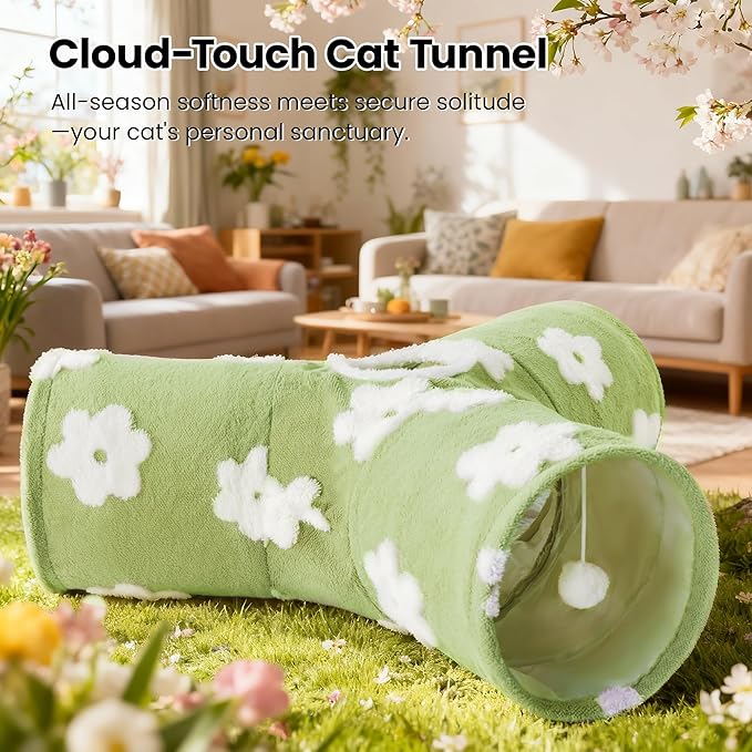 Tempcore Flannel Pet Cat Tunnel Tube Cat Toys 3 Way Collapsible, Cat Tunnels - Image 6