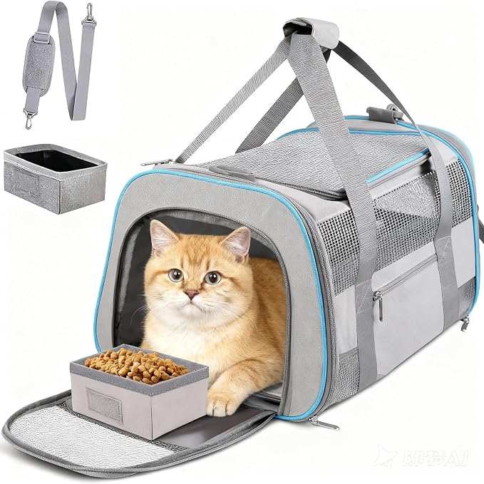Soft-Sided Cat Carrier for Pets Up to 15lbs, Airline Approved Under-Seat Travel by SECLATO