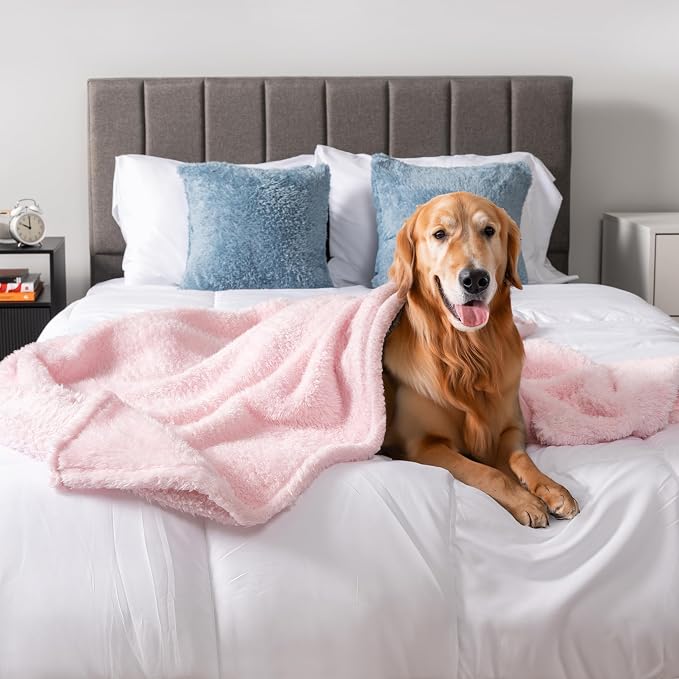 PetAmi Pink Fluffy Soft Dog & Cat Blanket, Sherpa Fleece, Calming Pet Blanket - Image 3