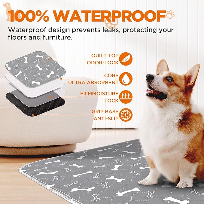 Washable Pee Pads for Dogs, 2 Pack Large 36"x41" Fast Absorbent Reusable Puppy - Image 2