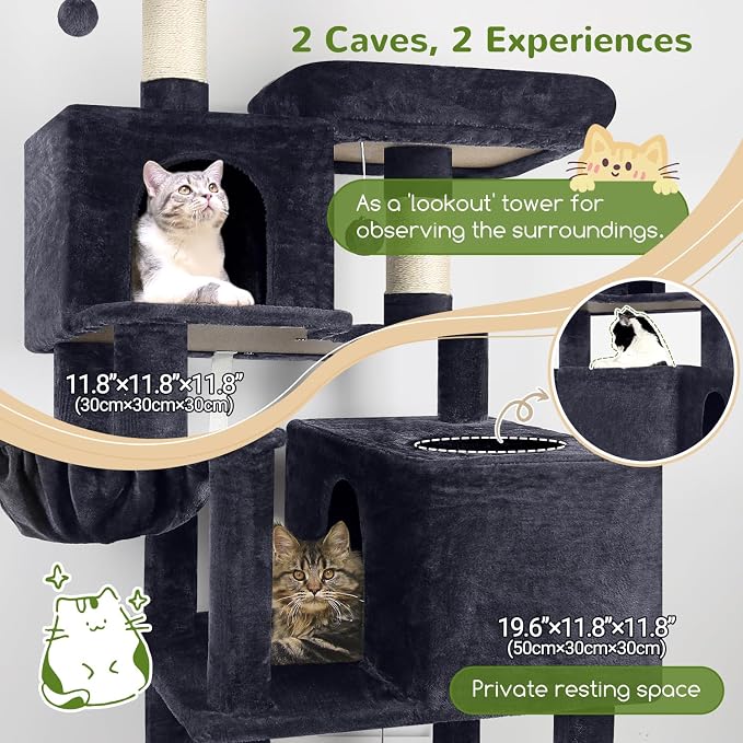 Globlazer Cat Tree Tower, 76-Inch Extra Tall Multi-Level Cat Furniture - Image 2