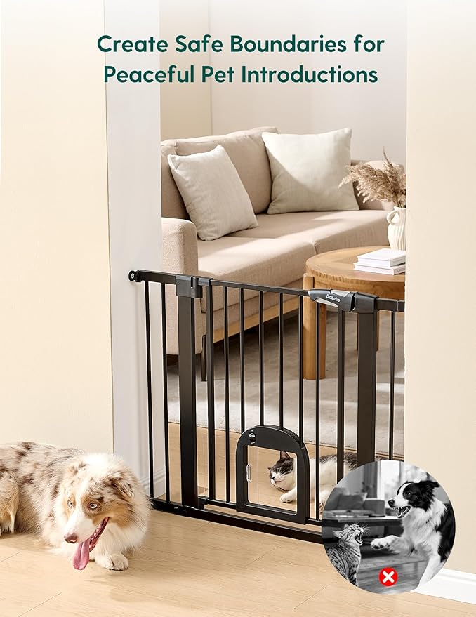 Babelio Baby Gate with Cat Door, CatPrivilege Ⅲ, Extra Wide 29-55" Cat Gate - Image 3