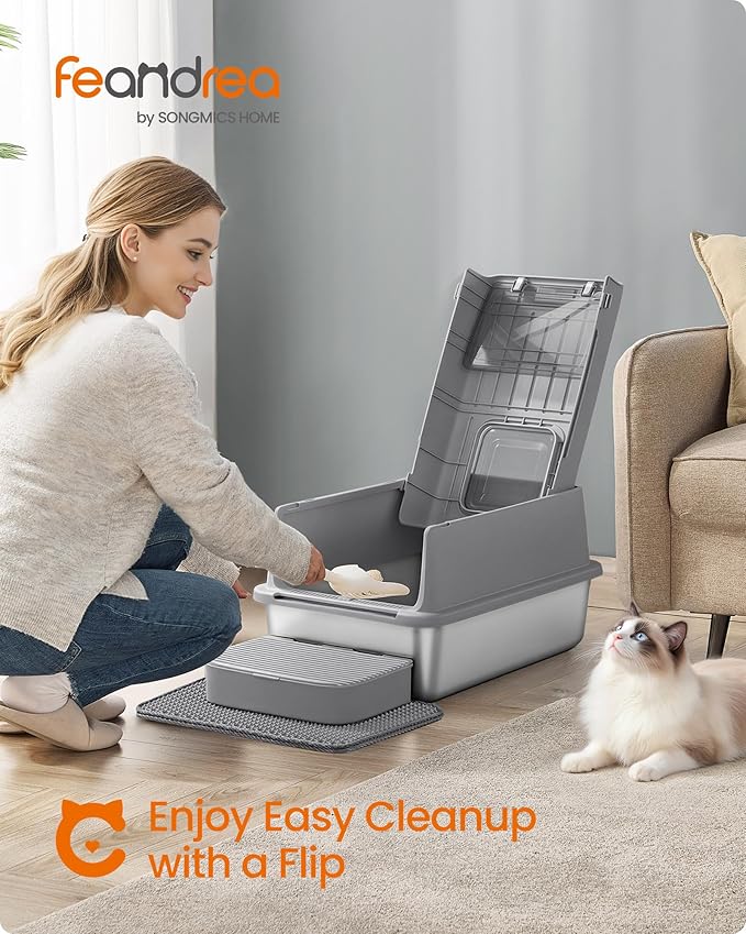 Feandrea Stainless Steel Cat Litter Box - Image 2