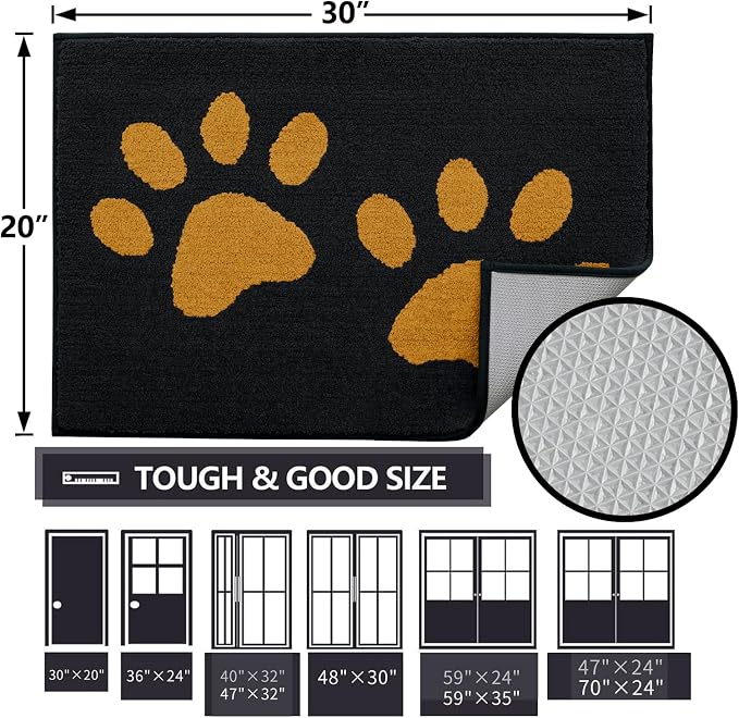 Buganda Dog Door Mat for Muddy Paws, Absorbent Dirt Trapper Washable Indoor - Image 2