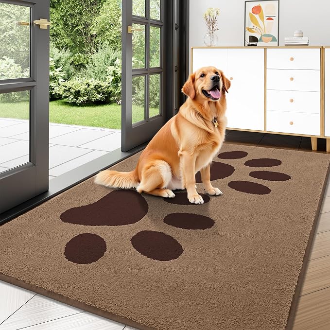 Buganda Dog Door Mat for Muddy Paws, Absorbent Dirt Trapper Washable Indoor by Buganda