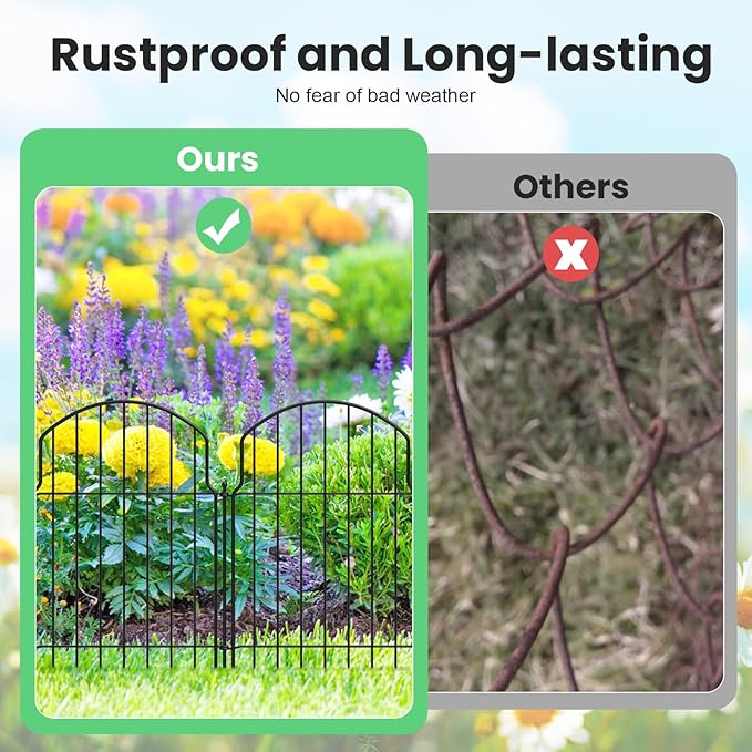 10Pcs Decorative Garden Fence, 20in/10.8ft Rustproof Metal Fences Animal - Image 5