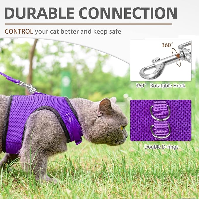 PUPTECK Soft Mesh Cat Vest Harness and Leash Set Puppy Padded Pet Harnesses - Image 4