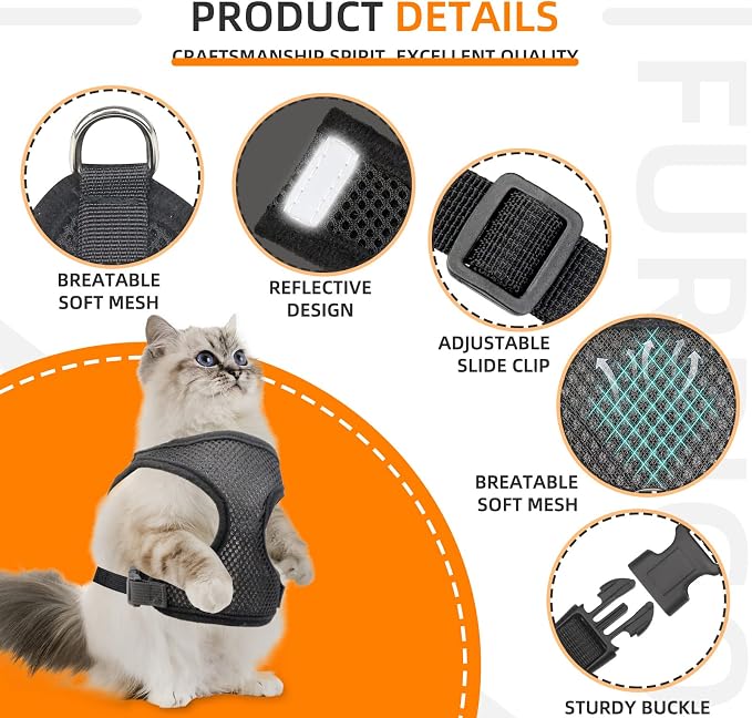 AirTag Cat Harness and Leash for Walking, Integrated Cat Vest - Image 5