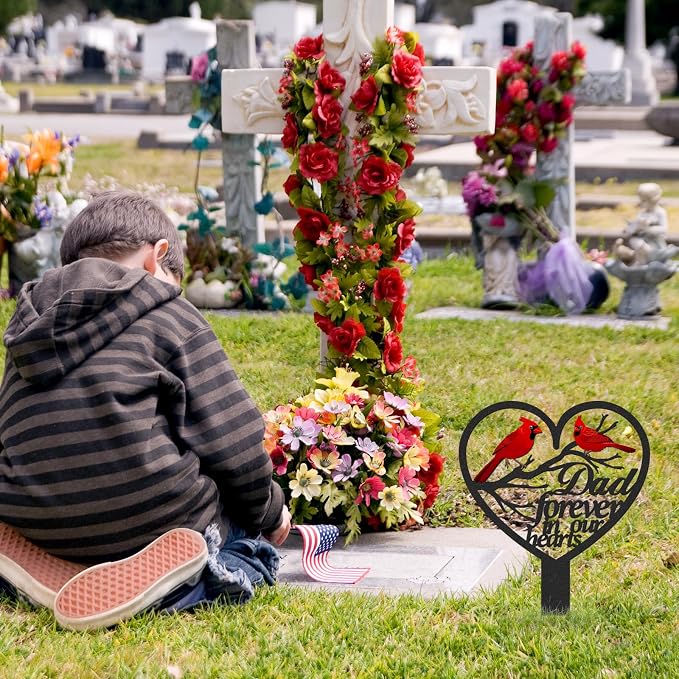 Dad Grave Decorations for Cemetery, Metal Sympathy Memorial Stakes for Loss of - Image 5