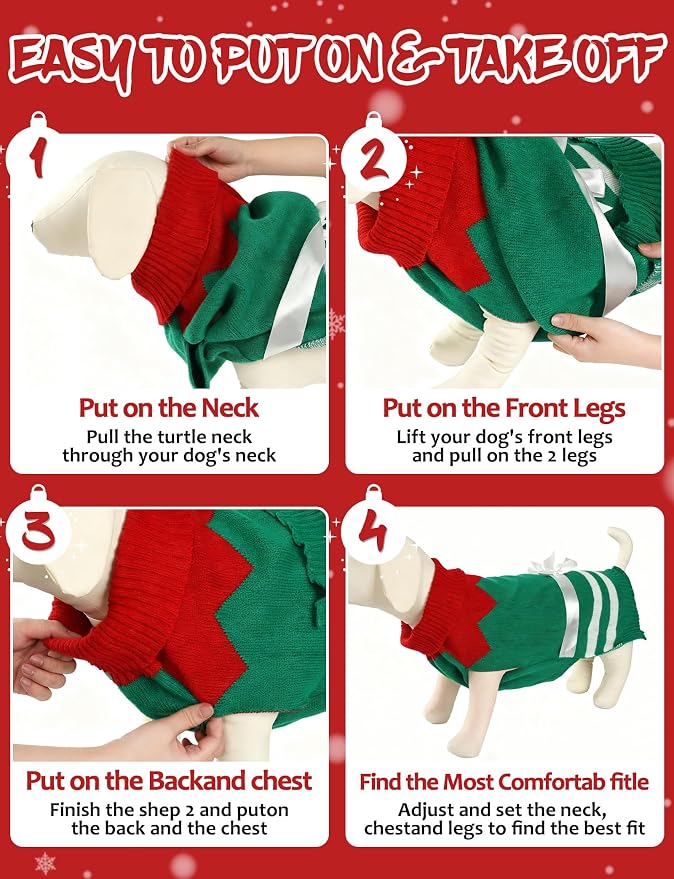 Dog Christmas Sweater, Soft Warm Pet Clothes Coat - Image 5
