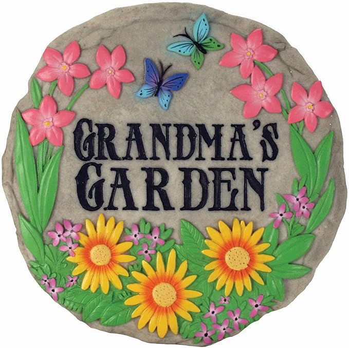 Spoontiques - Garden Décor - Grandma’s Garden Stepping Stone - Decorative Stone by Spoontiques