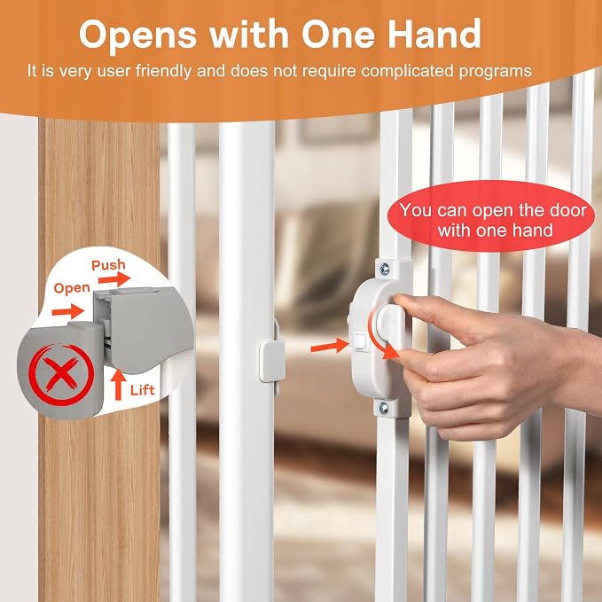 71“ Extra Tall Cat Gate for Doorway：29.4-33.4” Wide Pet Gate, Auto Close/One - Image 2