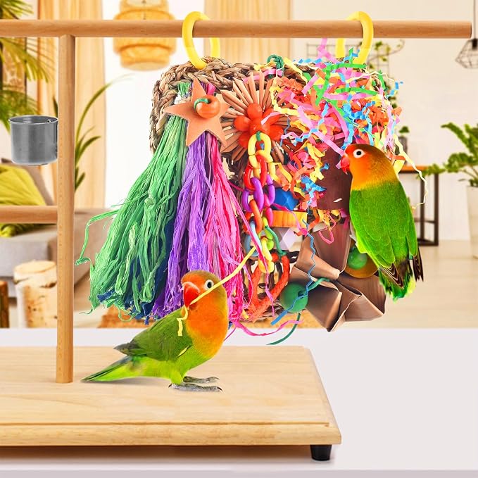 KATUMO Conure Toys, Bird Grass Mat Parakeet Shredder Hanging Toy Cockatiel - Image 4