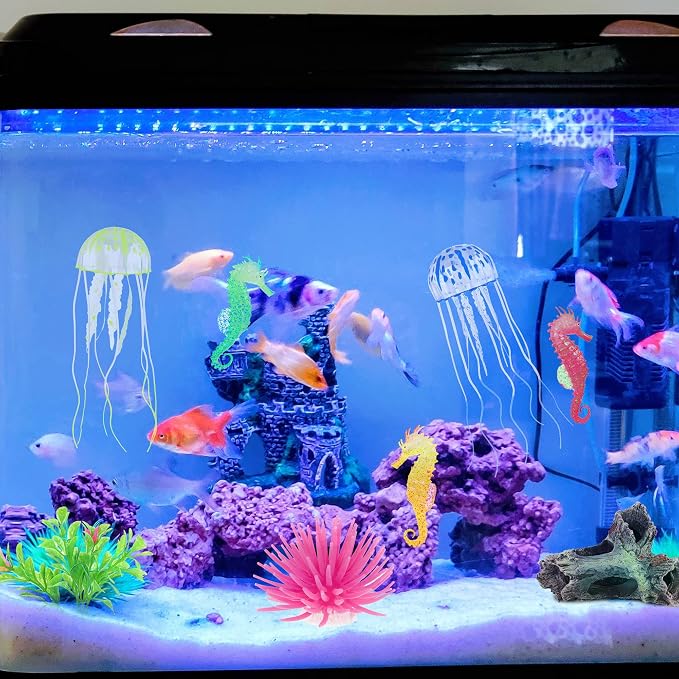 Lpraer 6 Pieces Glow Aquarium Ornaments Artificial Glow Floating Jellyfish - Image 7