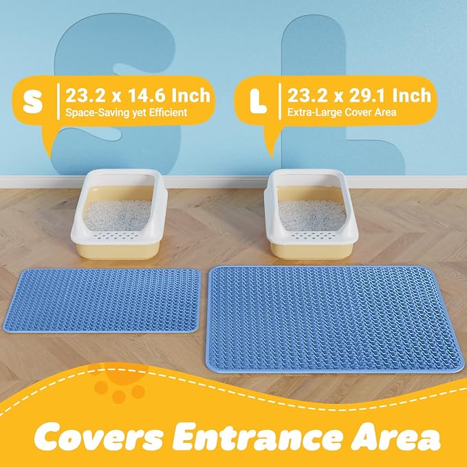 Cat Litter Mat - 23.2'' x 29.1'' Large Litter Trapping Mat, Waterproof - Image 2