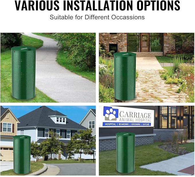 VEVOR Dog Poop Trash Can With 50 Liner Bags, 11.5 Gallons Outdoor Waste Bin - Image 7
