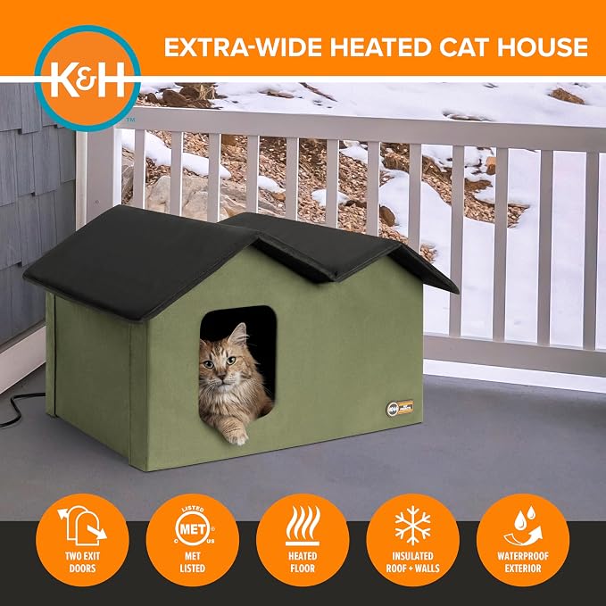K&H Pet Products Extra-Wide Heated Cat House - Image 4