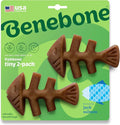 Benebone Tiny 2-Pack Fishbone Durable Dog Chew Toys, Real Fish Flavor, Made in by Benebone
