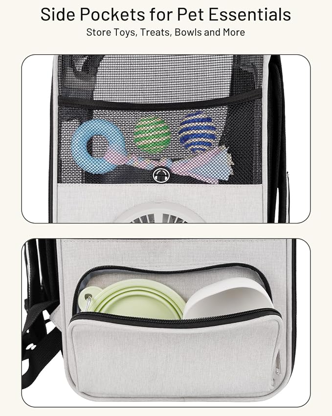 Cat Backpack Carrier with Built-in Cooling Fan & Heating Pad, Expandable Pet - Image 8