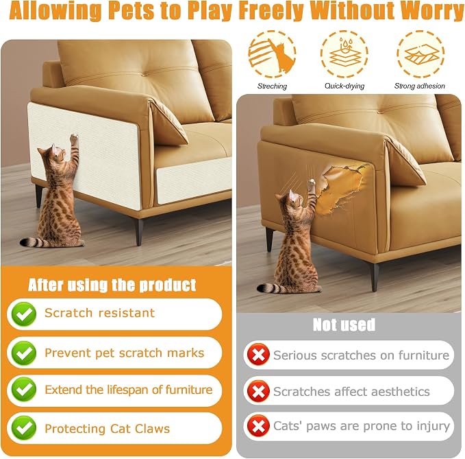 Cat Scratching mat Self-Adhesive, Trimmable Furniture Protector - Image 3
