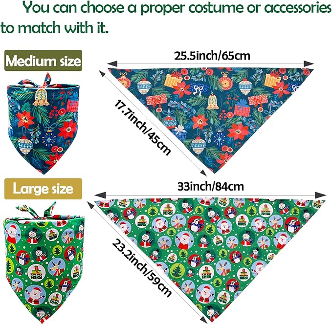 30 Pack Christmas Happy New Year Dog Bandanas Bulk 33 Inch Large Dog Bandanas - Image 2