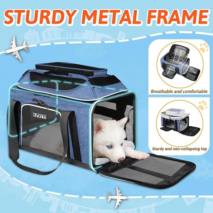Petskd Top-Expandable Pet Carrier 17x12x8.5 Inches JetBlue Allegiant Spirit - Image 6