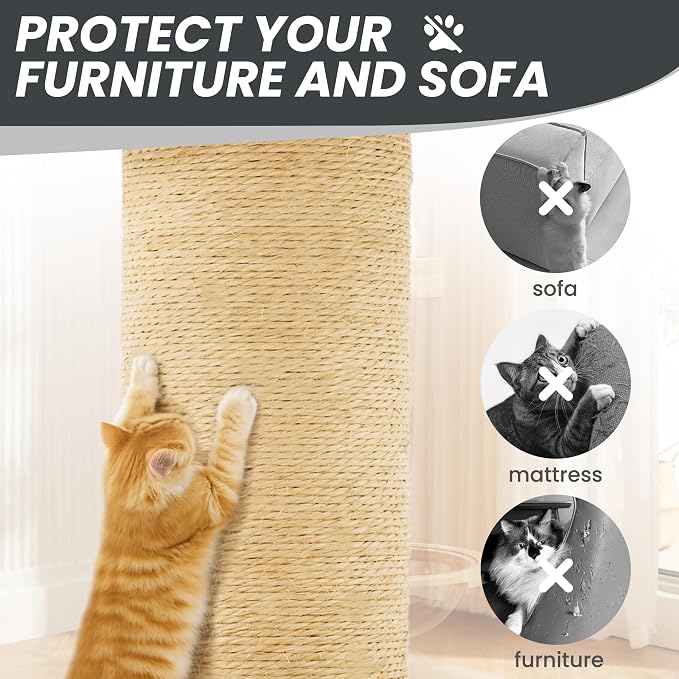 56-Inch Cat Tree for Large Cats, Sisal Scratching Posts & Hanging Toys - Image 5