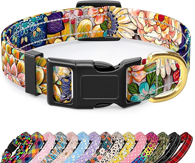 Reflective Dog Collar for Large Dogs, Cute Boho Adjustable Heavy-Duty Nylon by TMOODEL
