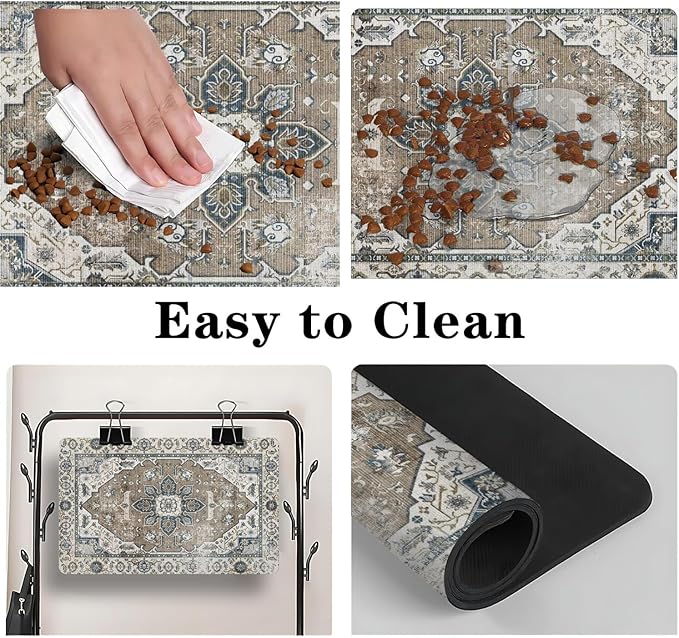 Dog Food Mats for Floors, Absorbent and Quick-Drying Pet Cat Food Mat, - Image 4