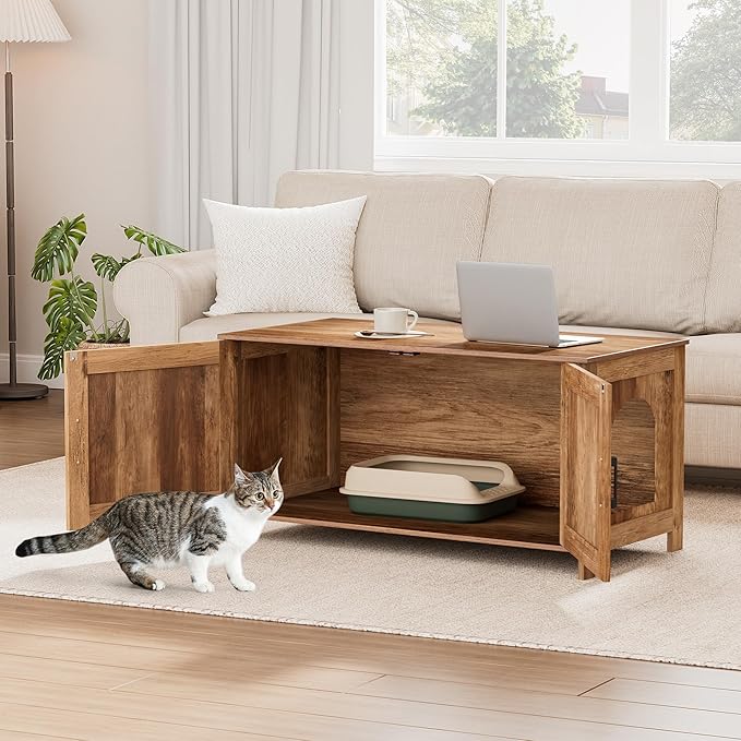 Homhedy 39.4" L Cat Litter Box Enclosure, Pet House - Image 8