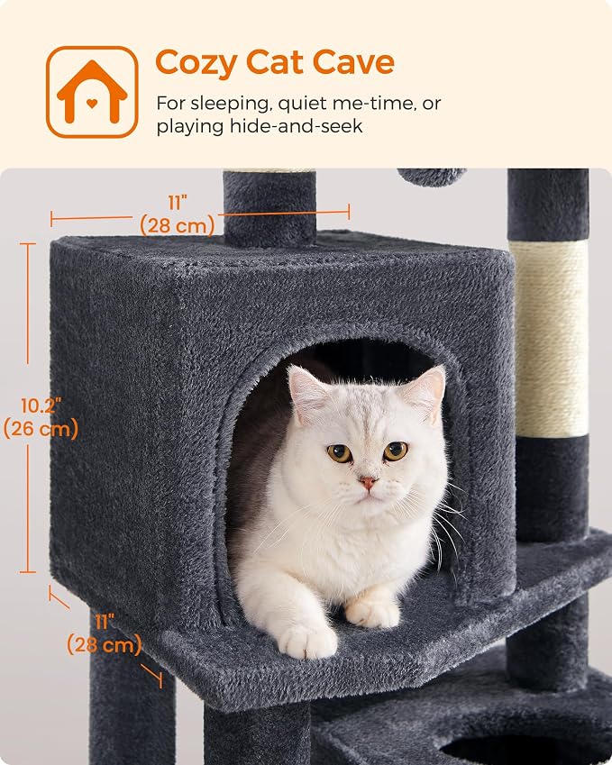 Feandrea Cat Tree, 59.5-Inch Tall Cat Tower, Plush Multi-Level Condo - Image 6