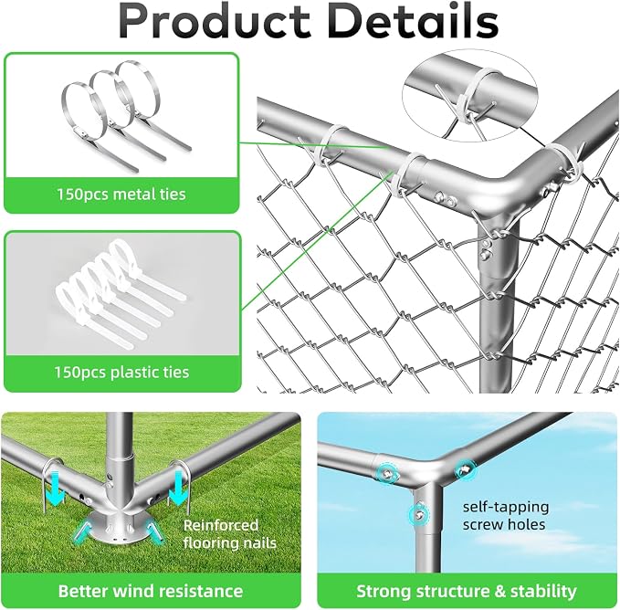 15'x15' Large Outdoor Dog Kennel, Heavy Duty Dog Enclosure - Image 4