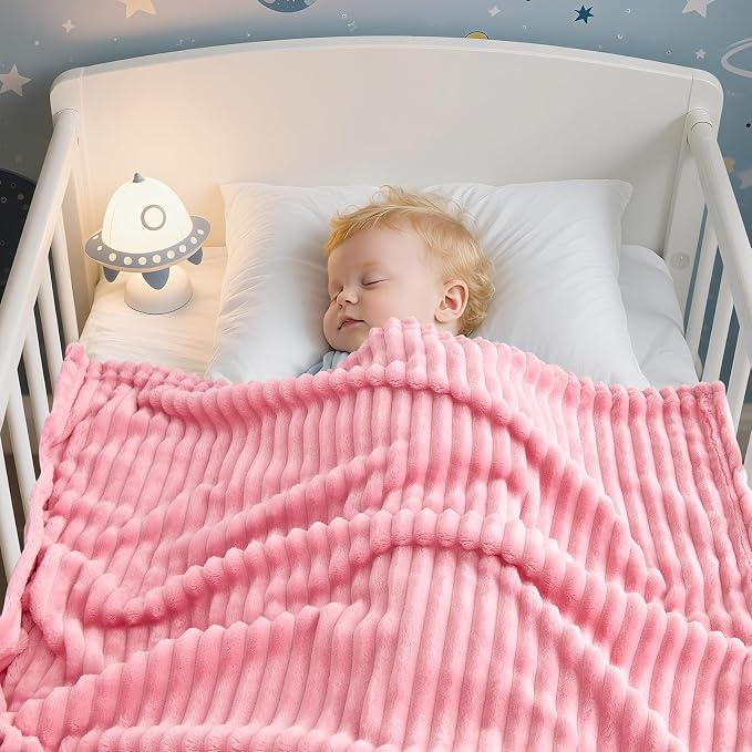 Soft Fleece Baby Blanket Ultra Cozy Pink Baby Blankets - Image 3