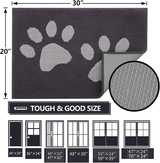 Buganda Dog Door Mat for Muddy Paws, Absorbent Dirt Trapper Washable Indoor - Image 2