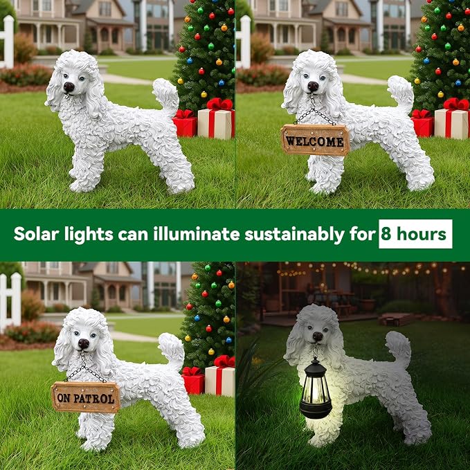 Poodle Statue Outdoor Decorations – Dog Statues Outdoor Standing White Poodle - Image 7