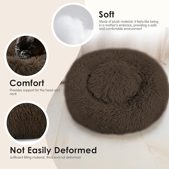 28in Large Dog Bed, Medium Size Dog and Cats, Calming Donut Bed - Image 4