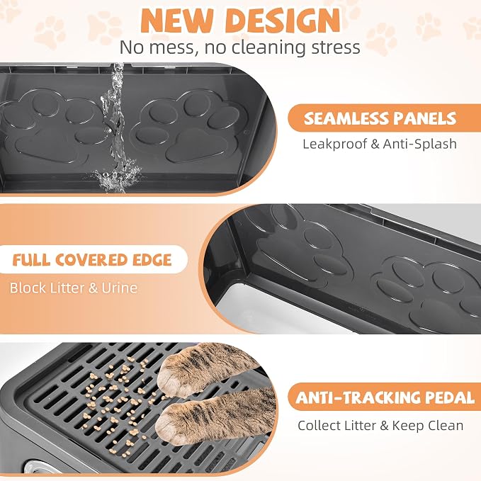 Cat Litter Box with Litter Mat, Foldable Extra Large Free in and Out/One-Way - Image 5
