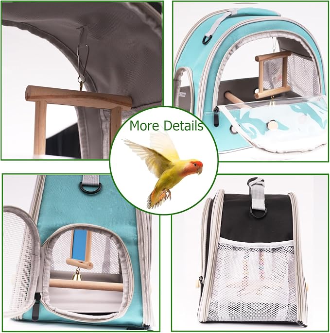 Parrot Travel Cage with Bird Cage Bells Mirror Set, Portable Small Bird - Image 6
