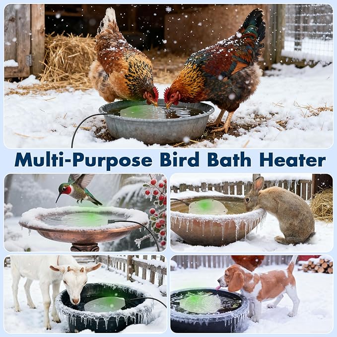 Outdoors 100W Bird Bath Heater for Winter, Birdbath Deicer Pond De-icer - Image 6