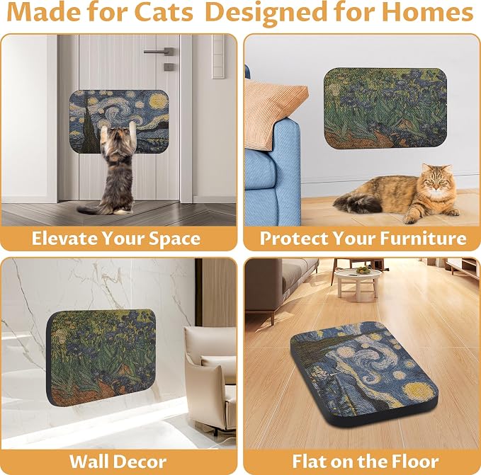 2 Pack Art Cat Scratcher, Wall-Mountable Cat Scratch Pad, Cat Wall Scratcher - Image 5
